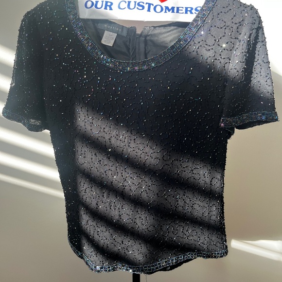 Beaded/Sequin short sleeve top - Picture 1 of 3